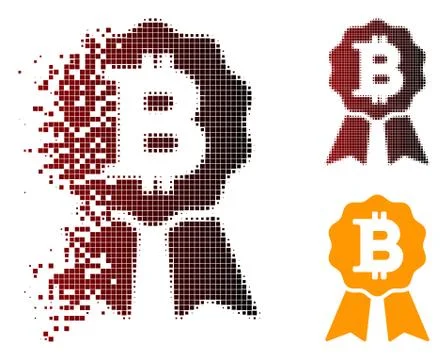 Dust Pixel Halftone Bitcoin Certificate Seal Icon Illustrazione stock