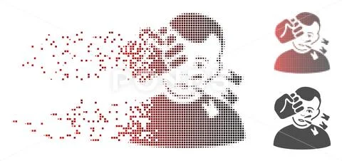 Dust Pixel Halftone Boxing Strike Icon Stock Illustrationen