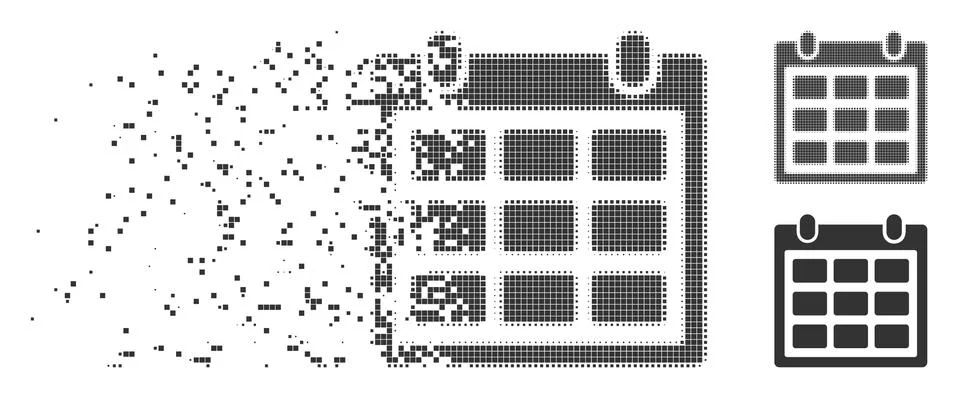 Dust Pixel Halftone Calendar Icon Illustrazione stock