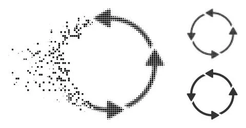 Dust Pixel Halftone Circular Route Icon Stock Illustration