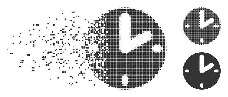 Dust Pixel Halftone Clock Icon Stock Illustration