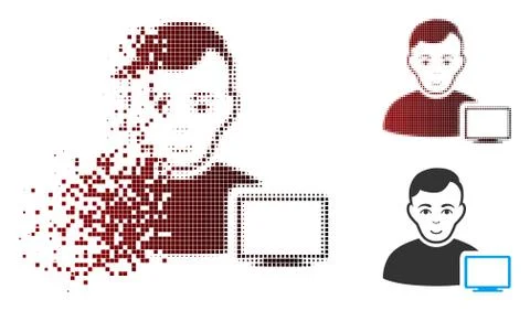 Dust Pixel Halftone Computer Administrator Icon Stock Illustration