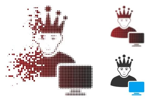 Dust Pixel Halftone Computer Moderator Icon Stock Illustration