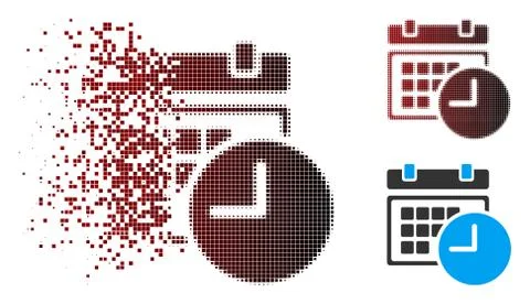 Dust Pixel Halftone Date And Time Icon Stock Illustration