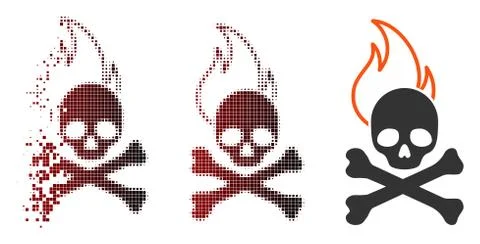 Dust Pixel Halftone Death Fire Icon Stock-Illustration