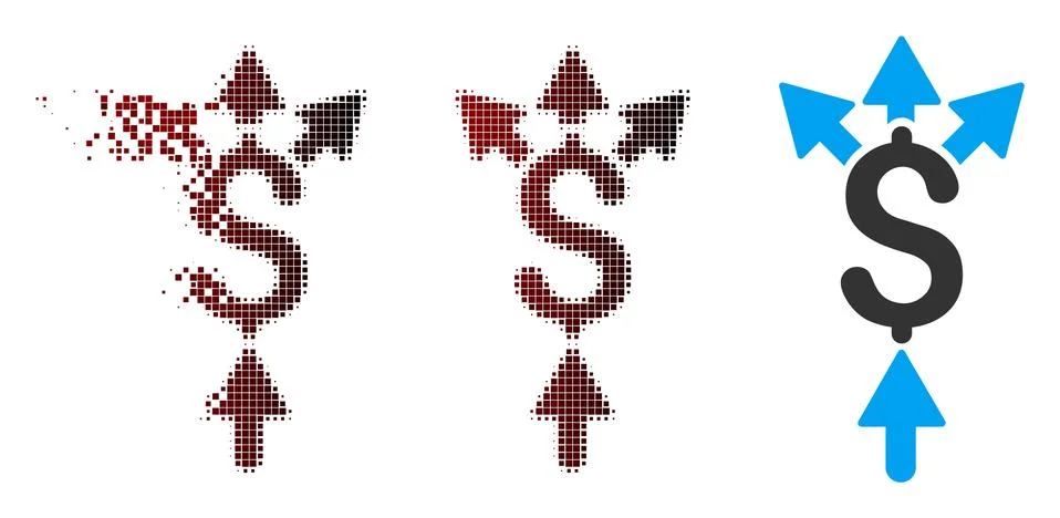Dust Pixel Halftone Divide Payment Icon Stock Illustration