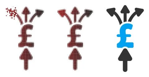 Dust Pixel Halftone Divide Pound Payments Icon Stock Illustration