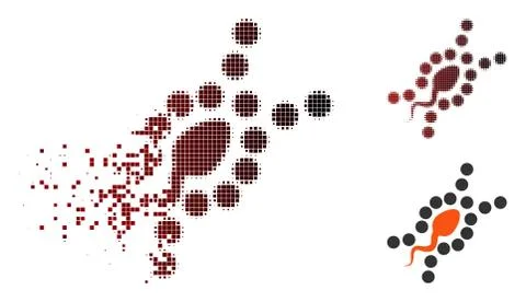 Dust Pixel Halftone DNA Replication Icon Stock Illustration