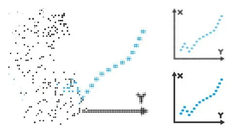 Dust Pixel Halftone Dotted Function Plot Icon Stock Illustration