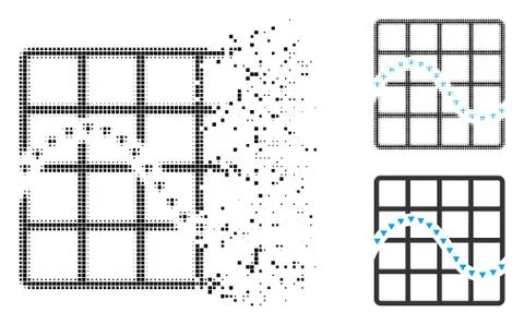 Dust Pixel Halftone Dotted Function Chart Icon Illustrazione stock