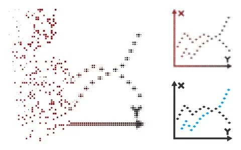 Dust Pixel Halftone Dotted Functions Plot Icon Ilustración de archivo