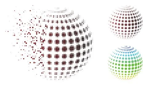 Dust Pixel Halftone Dotted Halftone Sphere Icon Illustrazione stock