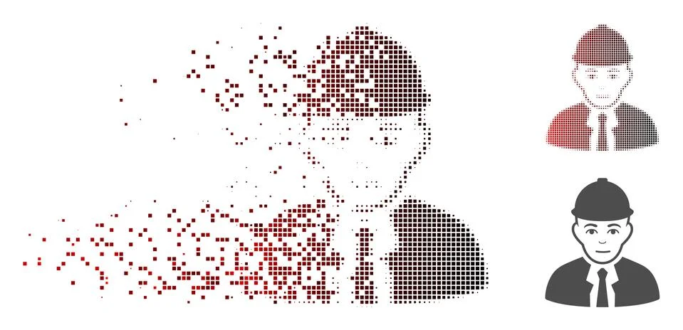 Dust Pixel Halftone Engineer Icon Stockillustratie