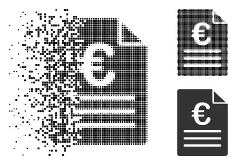 Dust Pixel Halftone Euro Document Icon Stock Illustration
