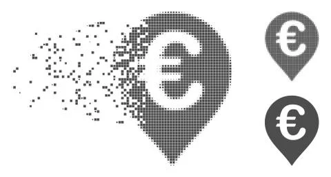 Dust Pixel Halftone Euro Map Marker Icon Stock Illustration