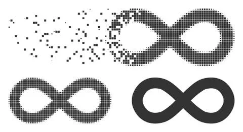Dust Pixel Halftone Infinity Icon 스톡 일러스트