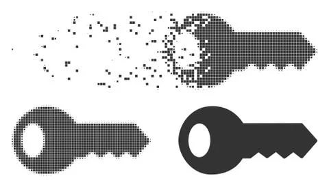 Dust Pixel Halftone Key Icon Stock Illustration