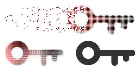 Dust Pixel Halftone Key Icon Stock Illustration