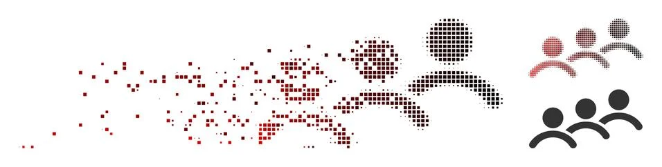 Dust Pixel Halftone Man Queue Icon Stock Illustration