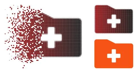 Dust Pixel Halftone Medical Folder Icon Stock Illustration