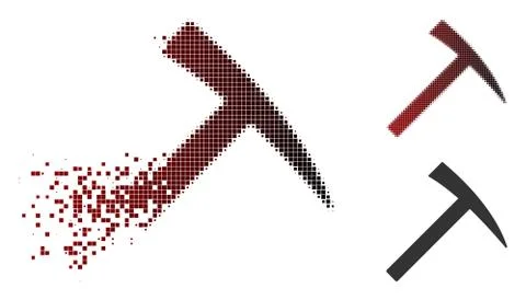 Dust Pixel Halftone Mining Hammer Icon Stock Illustration
