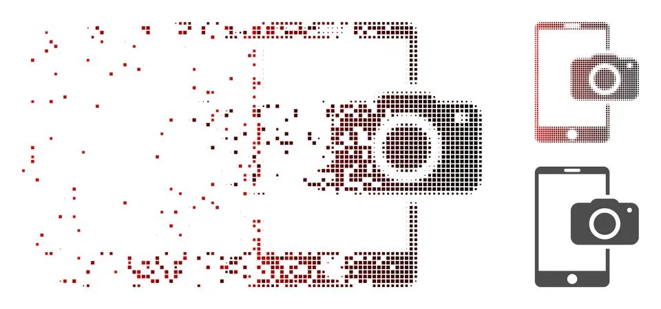 Dust Pixel Halftone Mobile Camera Icon Illustrazione stock