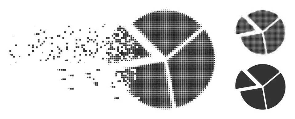 Dust Pixel Halftone Pie Chart Icon Stock Illustration