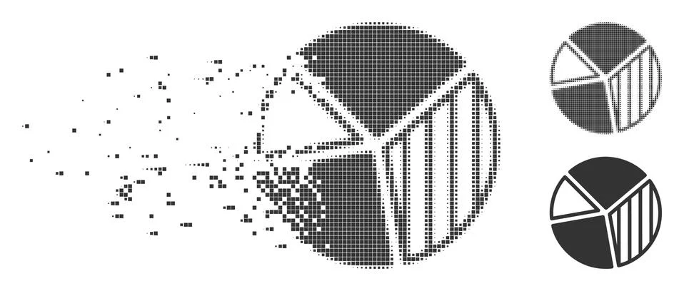 Dust Pixel Halftone Pie Chart Icon Stock Illustration