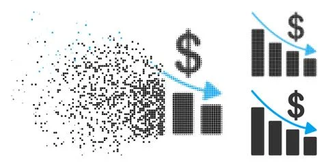 Dust Pixel Halftone Recession Icon Stock Illustration