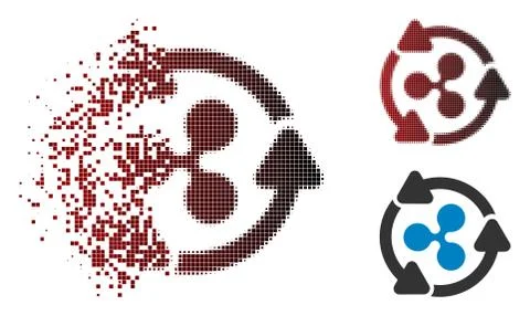 Dust Pixel Halftone Ripple Turnover Icon Stock Illustration