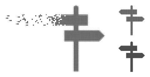 Dust Pixel Halftone Road Pointer Icon Illustrazione stock