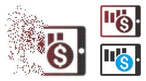 Dust Pixel Halftone Sales Chart On PDA Icon Stock Illustration