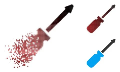 Dust Pixel Halftone Screwdriver Icon Stock Illustration