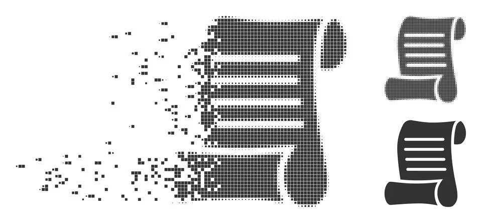 Dust Pixel Halftone Script Roll Icon Stock Illustration