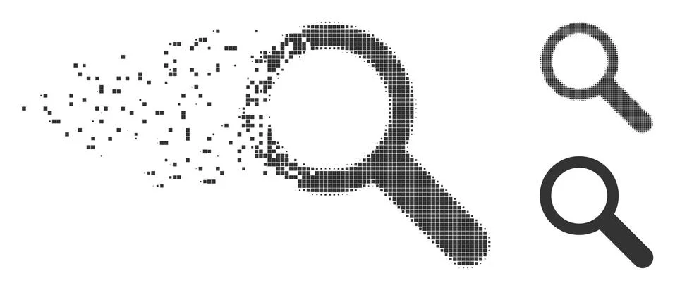 Dust Pixel Halftone Search Tool Icon Stock Illustration