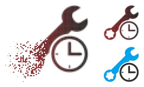 Dust Pixel Halftone Service Time Icon Stock Illustration