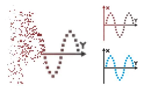 Dust Pixel Halftone Sinusoid Plot Icon Ilustración de archivo