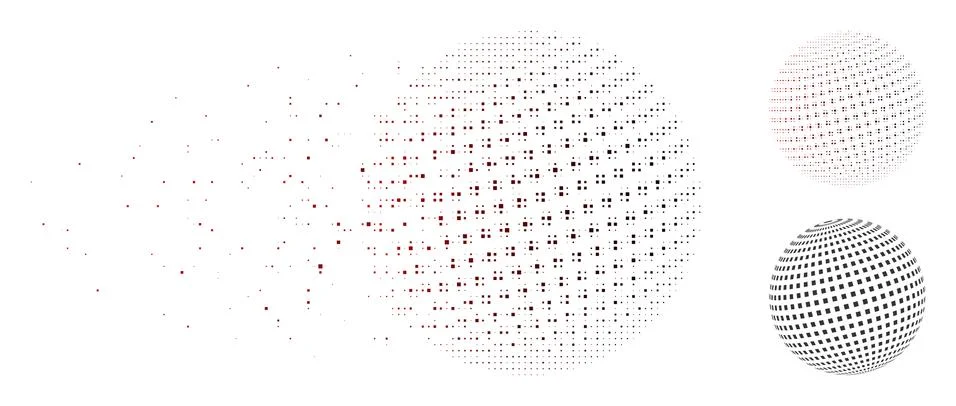 Dust Pixel Halftone Square Dotted Abstract Sphere Icon Stock Illustration