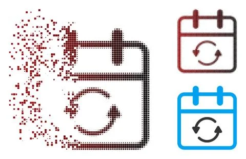 Dust Pixel Halftone Update Day Icon Stock Illustration