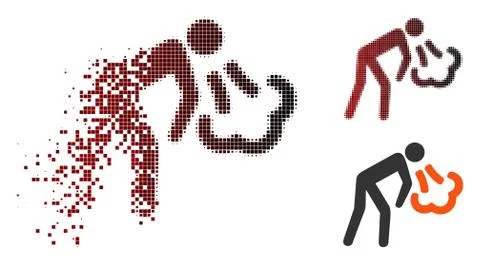 Dust Pixel Halftone Vomiting Icon Stock Illustration