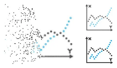 Dust Pixelated Halftone Functions Plot Icon Ilustración de archivo