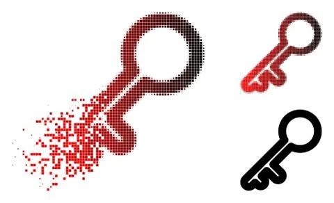 Dust Pixelated Halftone Key Icon Stock Illustration
