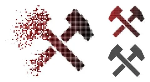 Dust Pixelated Halftone Work Hammers Icon Ilustración de archivo