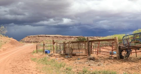 Dust Road to Horses Stock Footage 107454008