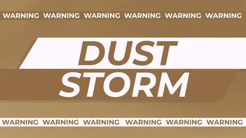 Dust storm warning. Visual alert with bold text. Stock Footage 309892897