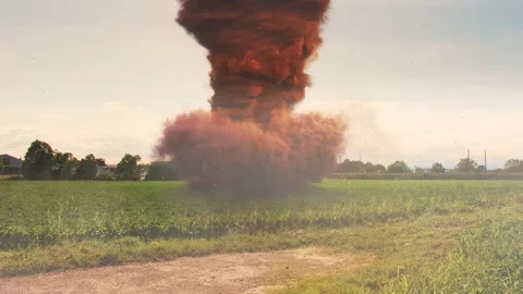 Dust Tornado Forming Over Rural Farmland During Extreme Weather Stock Footage 328224008