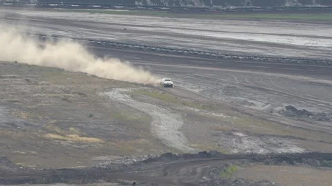 Dust Trail Vehicle Mining Area Stock Footage 340120496
