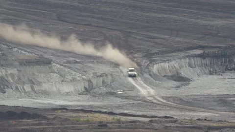 Dust Trail Vehicle Mining Area2 Stock Footage 340120548