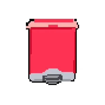 Dust trash bin pixel art vector illustration Stock Illustration