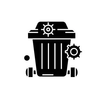 Dustbin black icon, concept vector sign on isolated background. Dustbin Stock Illustration